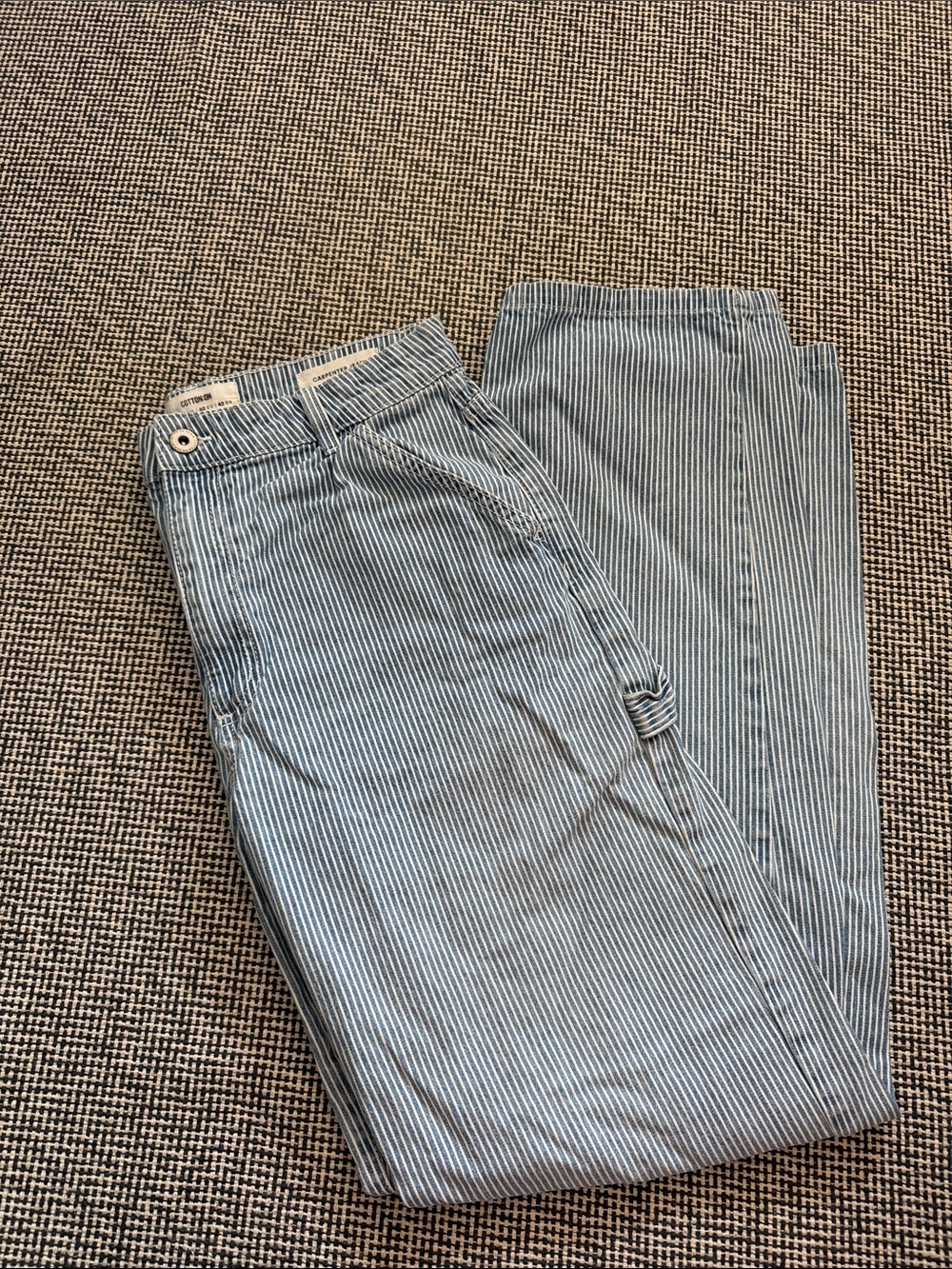 Cotton On Women's Light Blue Pinstripe Boyfriend Jeans